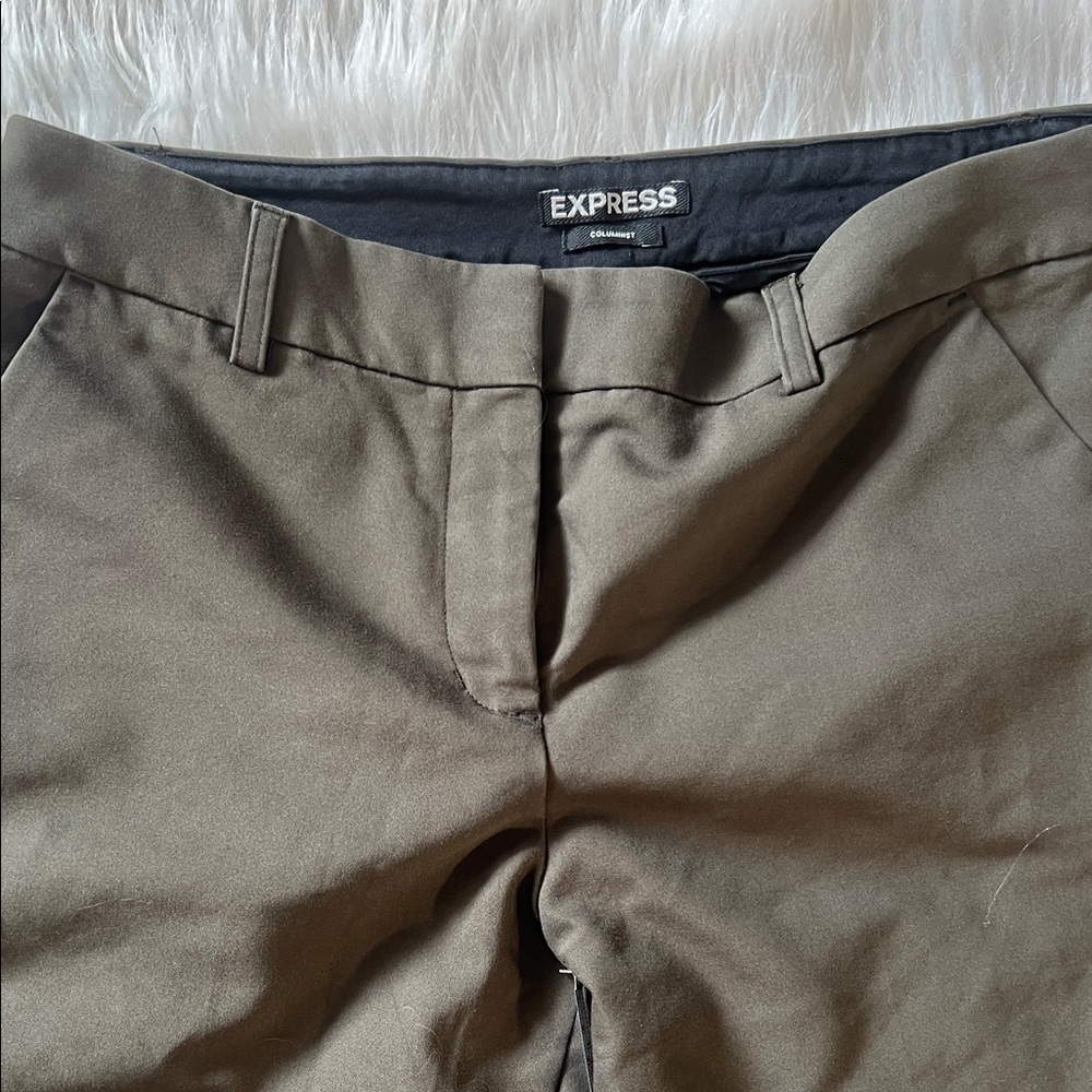 Express Olive Green Columnist Slim Ankle Crop Dress Chinos
